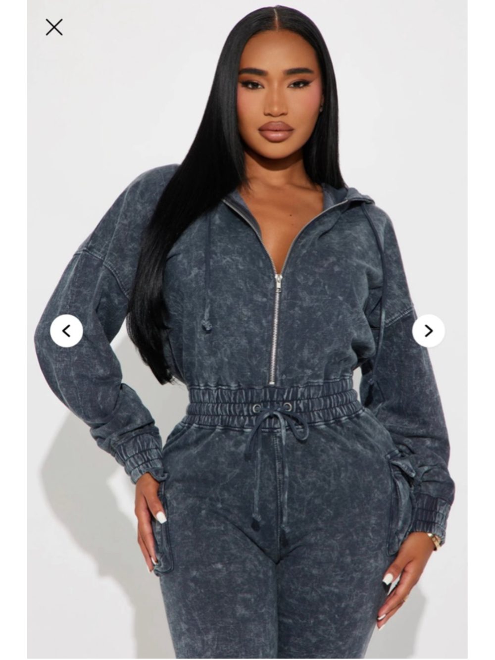 Women's Fashion Nova Found my Peace Navy Washed Jumpsuit Size Small - Picture 4 of 11
